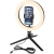 Studio ringlamp voor selfies en vloggen met telefoonhouder en statief zwart