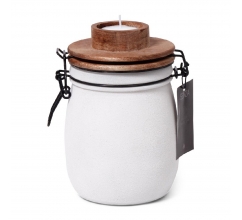 SENZA Candle Light Jar White with wooden lid bedrukken