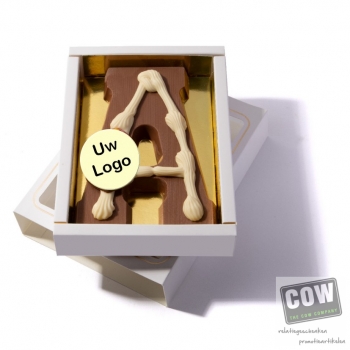 Afbeelding van relatiegeschenk:Luxe Chocoladeletter 240 gr. met logo A t/m Z
