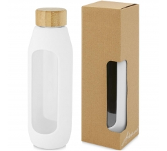 Tidan fles van 600 ml in borosilicaatglas met siliconen grip bedrukken