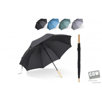 Afbeelding van relatiegeschenk:Stok paraplu 25” R-PET recht handvat auto open