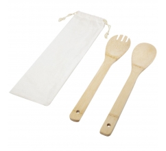 Endiv saladelepel en vork van bamboe bedrukken