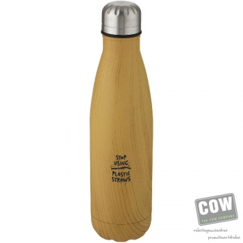 Afbeelding van relatiegeschenk:Cove 500 ml vacuüm geïsoleerde roestvrijstalen fles met houtprint