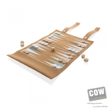 Afbeelding van relatiegeschenk:Britton kurk opvouwbare backgammon en damspel set